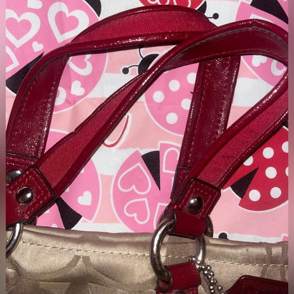 Coach Poppy Purse Signature Brown And Red Tote Purse Rare Very Great Condition - Picture 5 of 11
